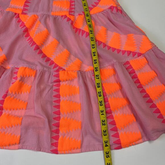NEMA Resort Wear  Embroidered Tiered Short Dress Neon Print Sleeveless S - Picture 14 of 15
